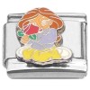CT7464 Girl Holding Red Rose Italian Charms