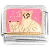 CT7473 White Cats Pink Glitter Italian Charms