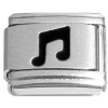CT7527 Black Music Note Italian Charm.