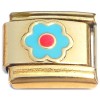 CT7529 Blue Flower Goldtone Base Italian Charm.