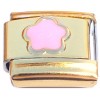 CT7545 Pink Rounded Flower Goldtone Base Italian Charm.