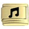 CT7547 Black Music Note Goldtone Base Italian Charm