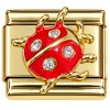 CT7661 Bling Red Ladybug Gold Italian Charm