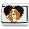 CT7701 Baset Hound Puppy Dog Black Heart Italian Charm
