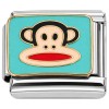 CT7822 Monkey Face Light Blue Bear Italian Charm