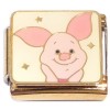 CT7827 Cute Piglet Pig Gold Trim Italian Charm