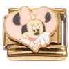 CT7829 Cute Mouse Heart Gold Trim Italian Charm