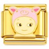 CT7836 Pig Angel Gold Base Italian Charm.