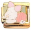 CT7843 Piglet Lounging Goldtone Trim Italian Charm.