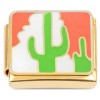 CT7846 Cactus White Peach Gold Base Italian Charm