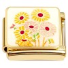 CT7861 Flower Bouquet Gold Base Italian Charm