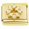 CT7864 Flower Bling Gold Base Italian Charm