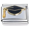 CT7869 Black Graduation Cap Italian Charm