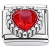 CT7871 Beaded Red Bling Heart Italian Charm