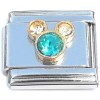 CT8066 Mouse Ears Teal Clear Blink Italian Charm