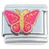 CT8113 Light Red Glitter Butterfly Italian Charm