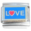 CT8199 Love Red Heart on Blue Italian Charm
