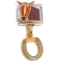 CT8245 Horse Horseshoe Dangle Italian Charm