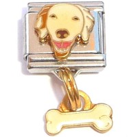 CT8246 White Puppy Dog Dangle Italian Charm