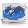 CT8265 Black Cat Blue Bed Italian Charm