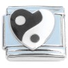 CT8271 Yin Yang Black White Heart Italian Charm