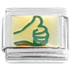 CT8283 Green Thumbs Up Hand Sign Italian Charm