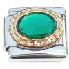 CT8294 Oval Green Bling Italian Charm