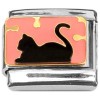 CT8960 Black Cat Silhouette Pink Italian Charm