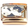 CT8985 Cat Playing Gold Base Italian Charm