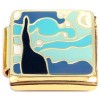 CT8988 Night Sky Starry Moon Gold Base Italian Charm