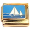 CT8989 Sailboat Water Gold Base Italian Charm