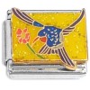 CT9934 Hummingbird Flower on Yellow Italian Charm