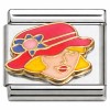 CT9992 Red Hat Purple Flower Woman Italian Charm 