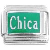 R3040green Chica Spanish Girl Young Woman on Green Italian Charm