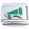 R832green Megaphone Cheer Green Italian Charm