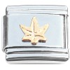 T145 Marijuana Pot Leaf Goldtone Italian Charm