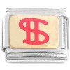 T223red Dollar Sign Red Italian Charm