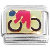 T3051 Red Cyclist Riding Bike Bicycle Italian Charm