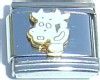 T3080white Cute Cow Head White Italian Charm