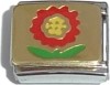 T3151 Red Flower on Gold Italian Charm