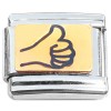 T3166black Thumbs Up Hand Sign Black Italian Charm