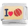 T3187 I Love Basketball Red Heart Italian Charm