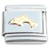 T349 Dolphin Swimming Jumping Goldtone Italian Charm