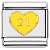 T3588yellow Twenty One 21 Yellow Heart Italian Charm