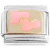T386pink Pink Footprints Gold Italian Charm