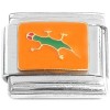 T446orange Green Gecko on Orange Italian Charm