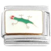 T446white Green Gecko on White Italian Charm