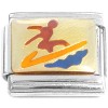 T458 Surfer Riding Ocean Wave Italian Charm