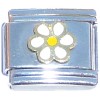 T503white White Flower Yellow Center Italian Charm
