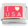 T539 I Love USA Red Italian Charm